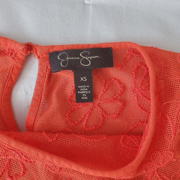 Jessica Simpson "Kalypso" Flare Sleeve Embroidered Boho Top In Blood Ora… - Picture 7 of 16